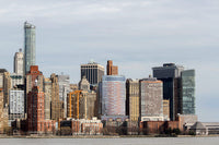 Lower Manhattan skyline poster print from the Hudson River by Susan Pease.