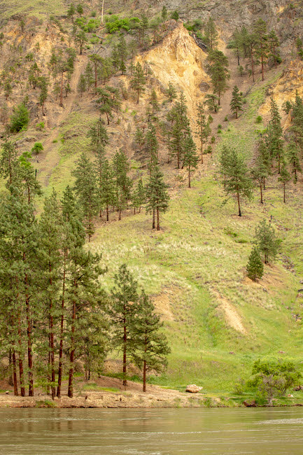 Hells Canyon National Recreation Area scenic poster print showcasing eroded hillsides along the Snake River.