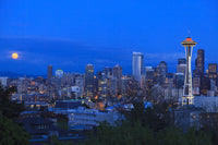 Seattle skyline poster print featuring the Space Needle in Galaxy Gold.