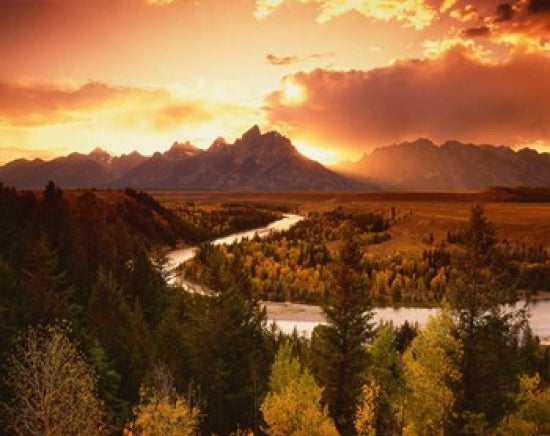 Teton Range at Sunset Poster Print by Adam Jones