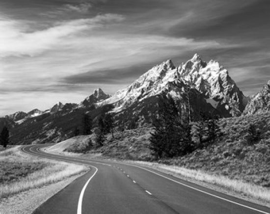 Teton Park Road and Teton Range poster print by Adam Jones showcasing Grand Teton National Park.