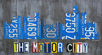 Detroit City Skyline License Plate Poster Print, 33x18