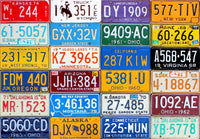 License Plates - Our Colorful History Poster Print showcasing vintage license plate designs.