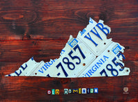 Virginia License Plate Map Poster Print by Design Turnpike, colorful vintage plates forming a map.