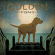 Moonrise Yellow Dog - Golden Pond Poster Print by Ryan Fowler, featuring a golden dog against a serene pond.
