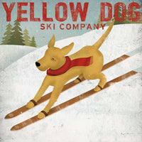 Yellow Dog Ski Co Poster Print by Ryan Fowler, colorful skiing artwork.