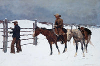 The Fall of the Cowboy Poster Print by Frederic Remington showcasing cowboy life.