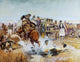 Bronc to Breakfast fine art print by Charles M. Russell showcasing a bronco and rider.