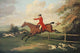 Fox Hunting Scene Poster Print by J.N. Sartorius, showcasing riders and lush countryside.