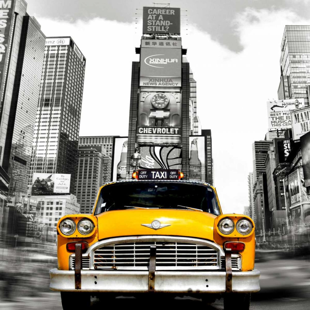 Vintage Taxi in Times Square, NYC Poster Print by Lauren