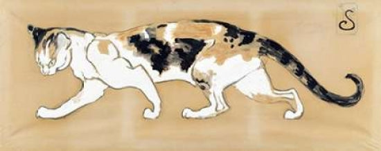 The Cat Poster Print by Theophile Steinlen depicting a playful feline.