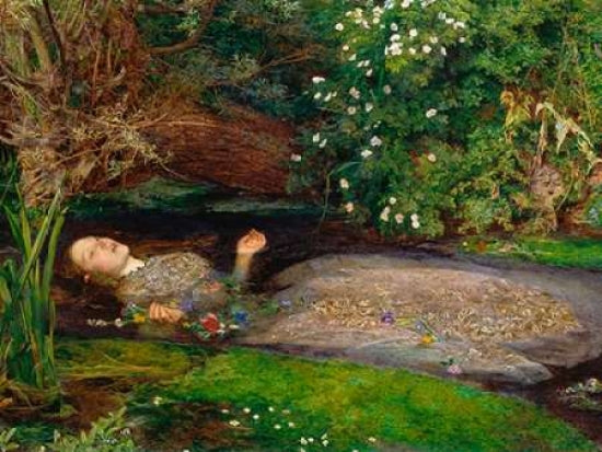 Ophelia poster print by John Everett Millais showcasing ethereal beauty.