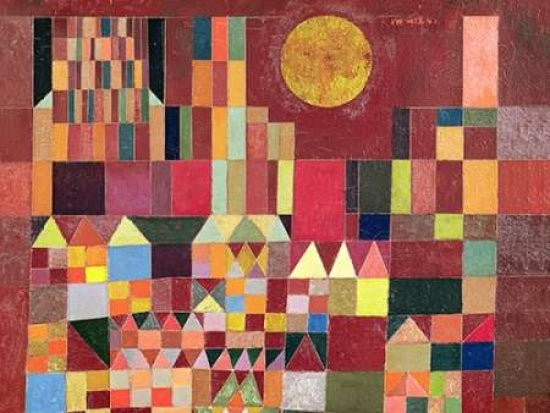 Castle and Sun (Detail) Poster Print by Paul Klee showcasing vibrant colors and whimsical forms.