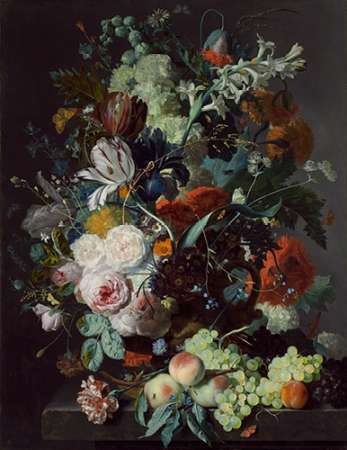 Still Life with Flowers and Fruit Art Print by Jan Van Huysum