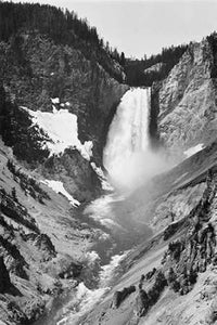 Yellowstone Falls poster print by Ansel Adams showcasing the beauty of Yellowstone National Park.