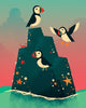 Puffin Rock Poster Print by Michael Buxton - Whimsical Art