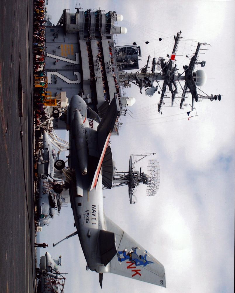 Navy 1 landing on USS Abraham Lincoln photo print