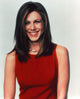 Jennifer Aniston smiling in a red sleeveless top photo print