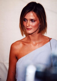 Carmen Kass One Shoulder Blue Top Photo Print showcasing elegance in fashion photography.