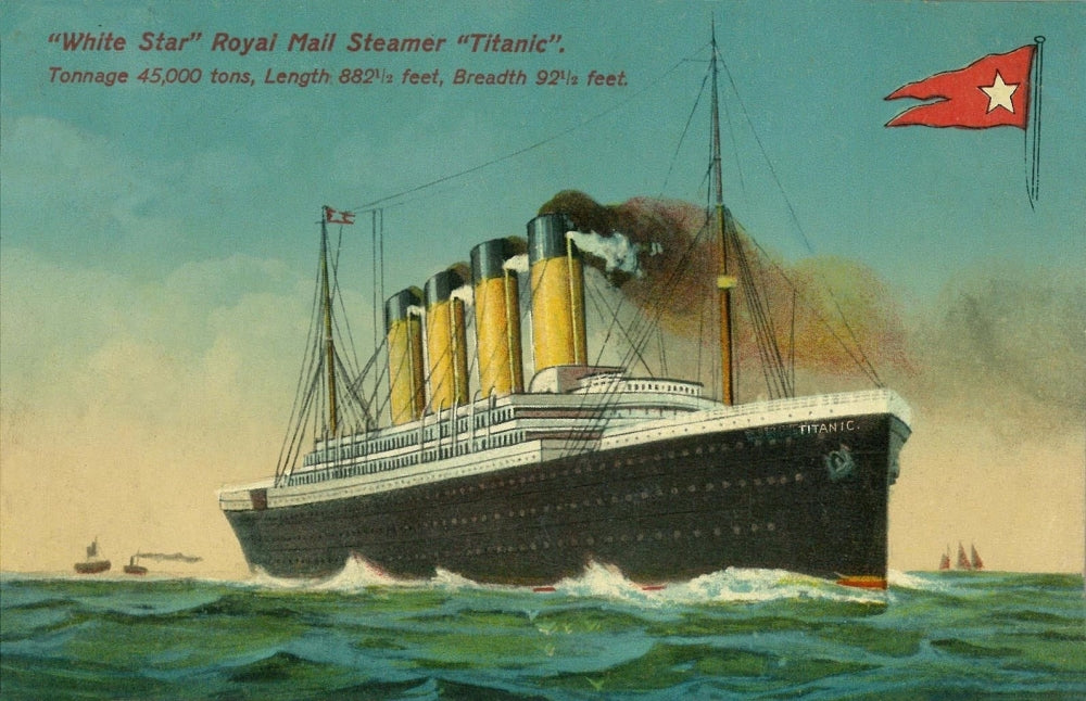 Royal Mail Steamer Titanic Poster Print showcasing the historic ship in a vintage design.