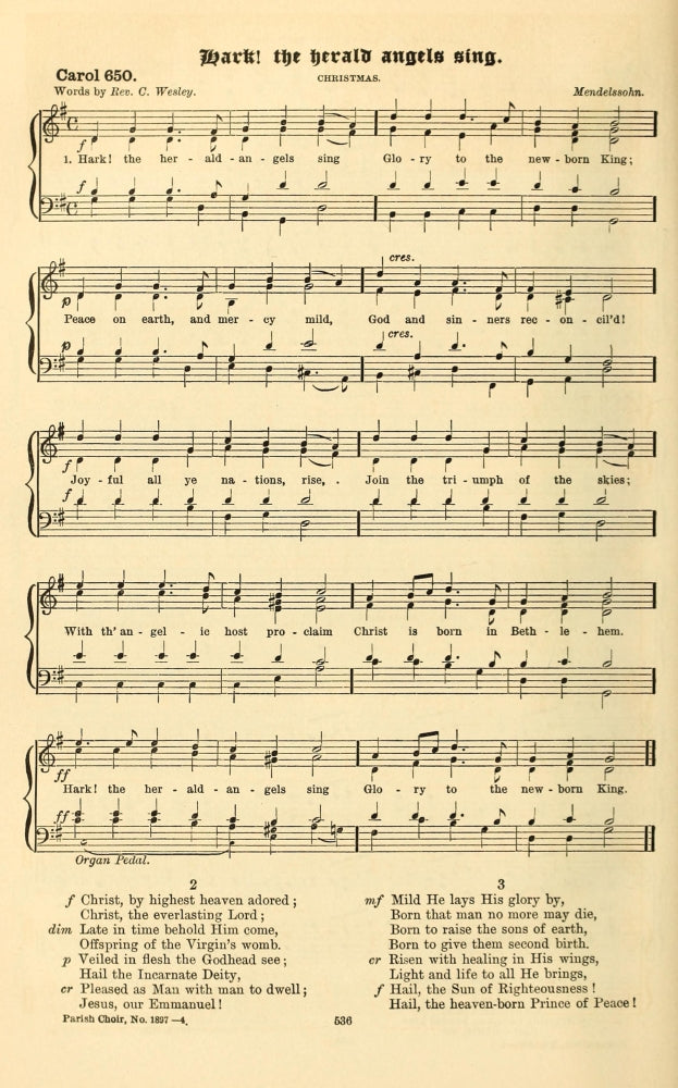 Hark the Herald Angels Sing 1916 Poster Print featuring holiday carols.