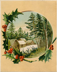 Christmas Card Holly Frame Poster Print featuring festive holly design