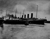 The Truth About the Titanic 1913 Poster Print depicting Titanic's escape at Southampton.