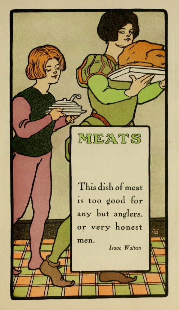 The Bride's Cookbook 1908 Meats Poster Print featuring vintage recipes.