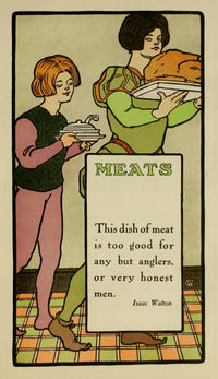 The Bride's Cookbook 1908 Meats Poster Print featuring vintage recipes.