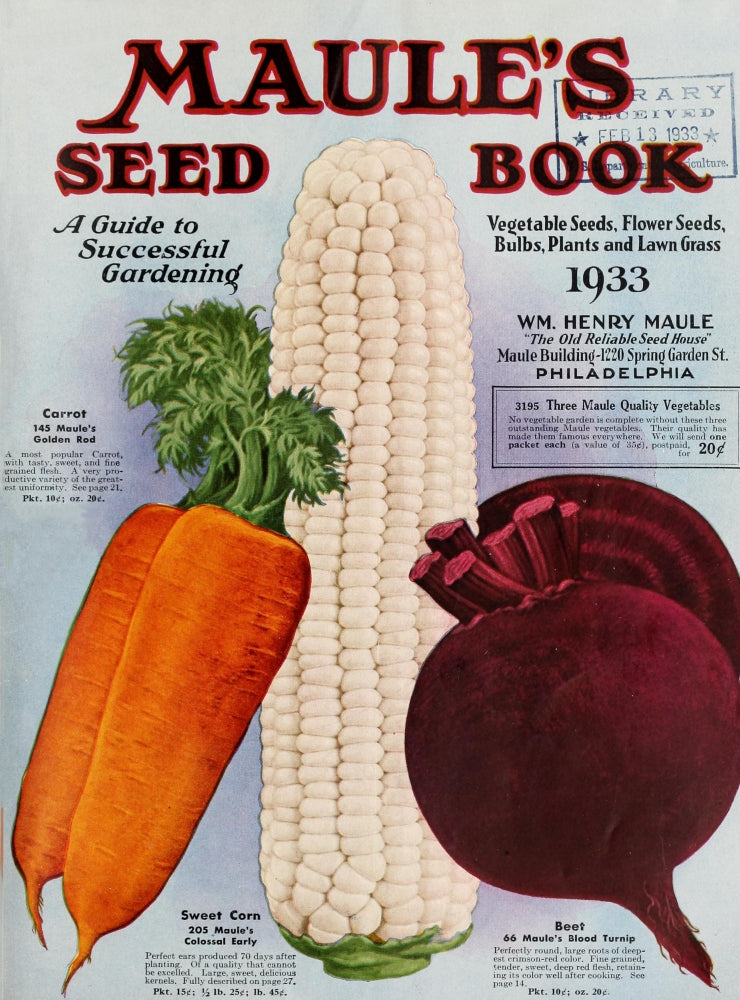 Maule's Seed Book 1933 Cover Poster Print featuring colorful vegetables