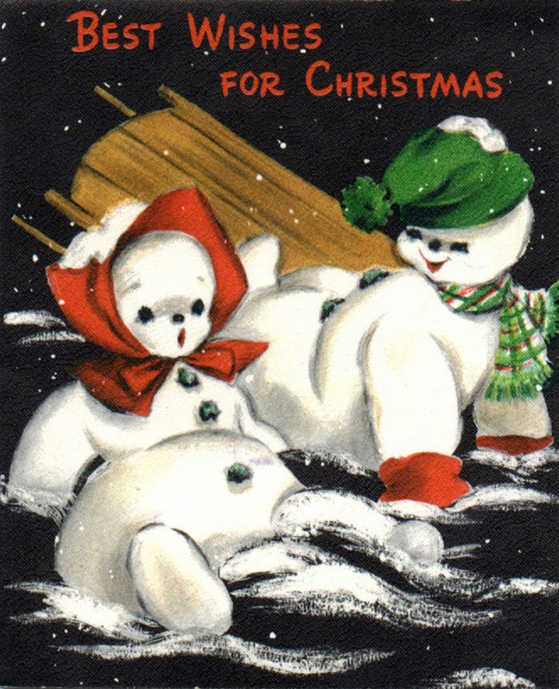 Christmas Card Snowman Accident Poster Print
