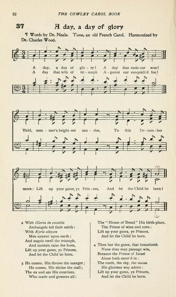 A Day of Glory Cowley Carol Book 1922 Poster Print showcasing musical heritage.