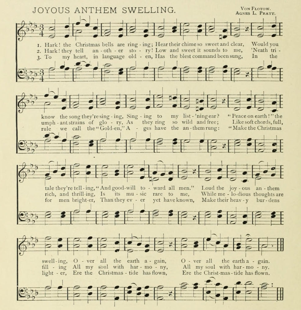 Joyous Anthem Swelling Christmas in Song 1891 Poster Print, festive holiday art.