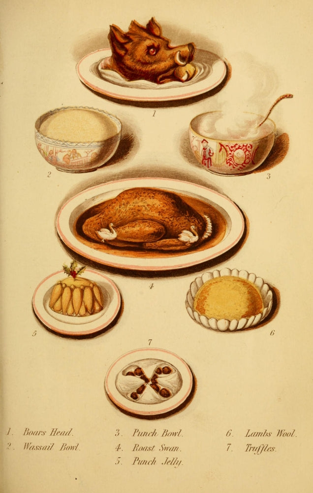 Warne's Model Housekeeper 1882 Meats & More Poster Print showcasing vintage culinary art.