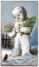 Christmas Card Snowman with Holly Poster Print