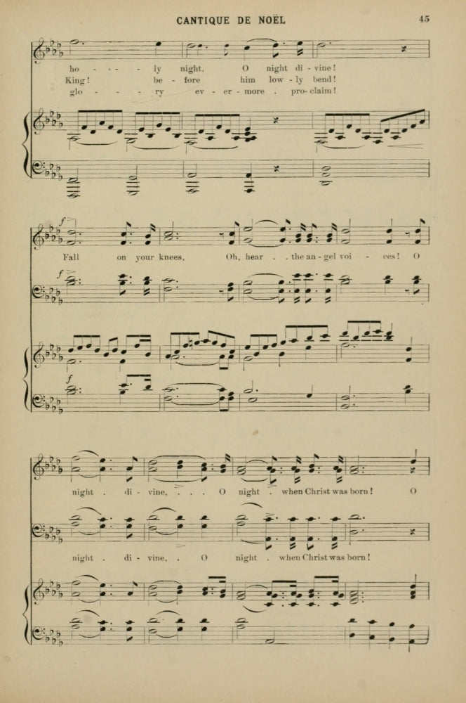 Cantique de Noël 4 Christmas Carols & Hymns 1910 Poster Print