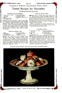 Woman's World Calendar Cookbook 1922 Poster Print featuring Cinnamon & Nut Fingers recipe.