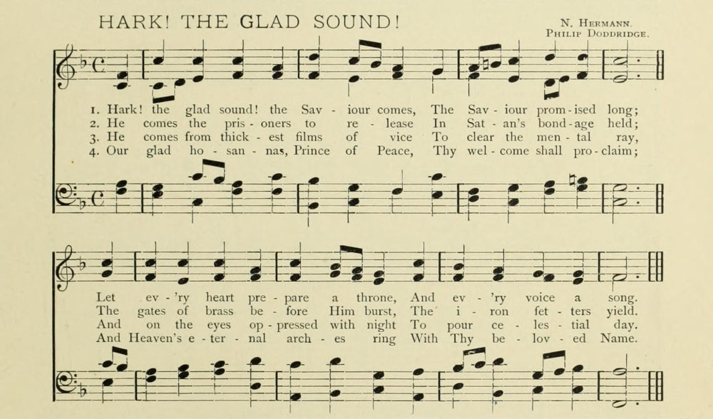 Hark! The Glad Sound Christmas in Song Poster Print, vintage holiday art.