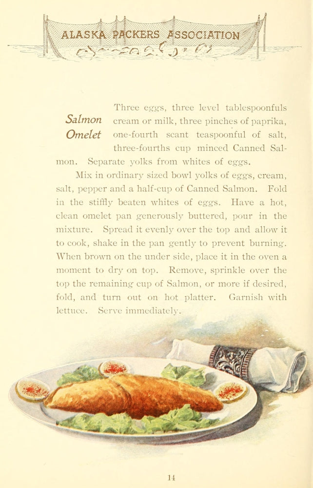 Canned Salmon Recipes Poster Print featuring a Salmon Omelet design.
