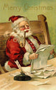 Santa's Paperwork Christmas Card Poster Print featuring Santa Claus preparing for Christmas.