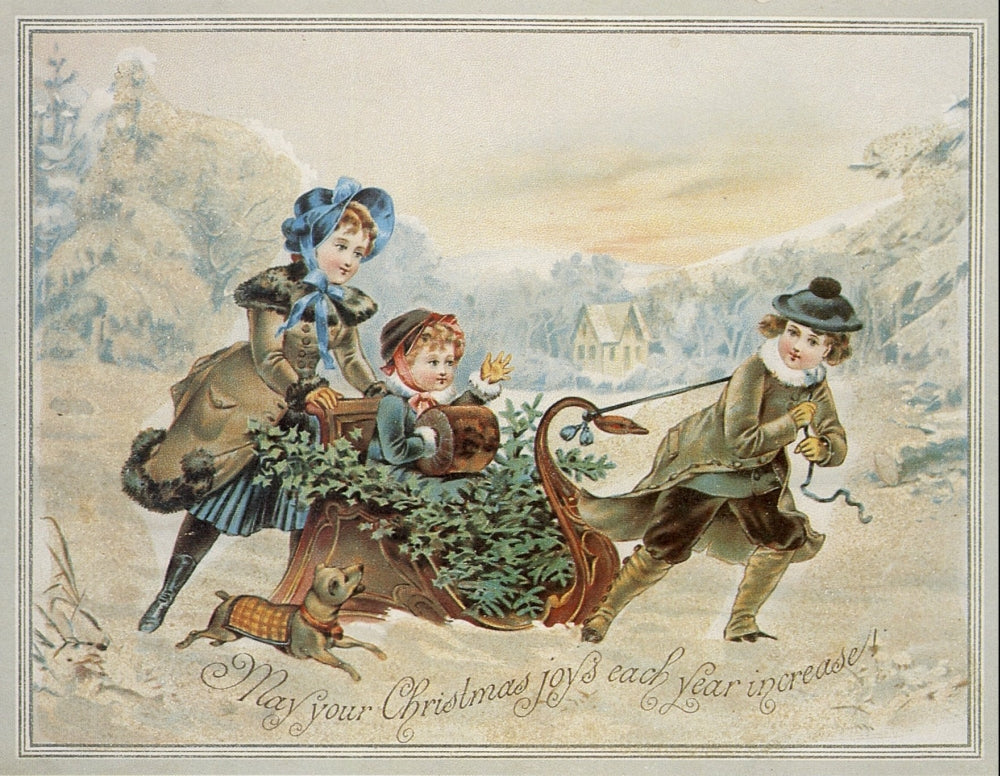 Christmas Card Sledge Poster Print celebrating holiday joys