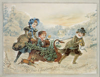Christmas Card Sledge Poster Print celebrating holiday joys