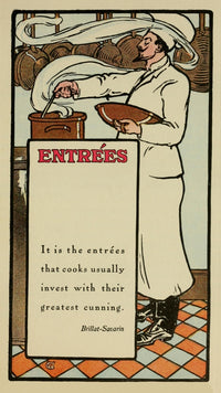 The Bride's Cookbook 1908 Entrees Poster Print showcasing vintage recipes.