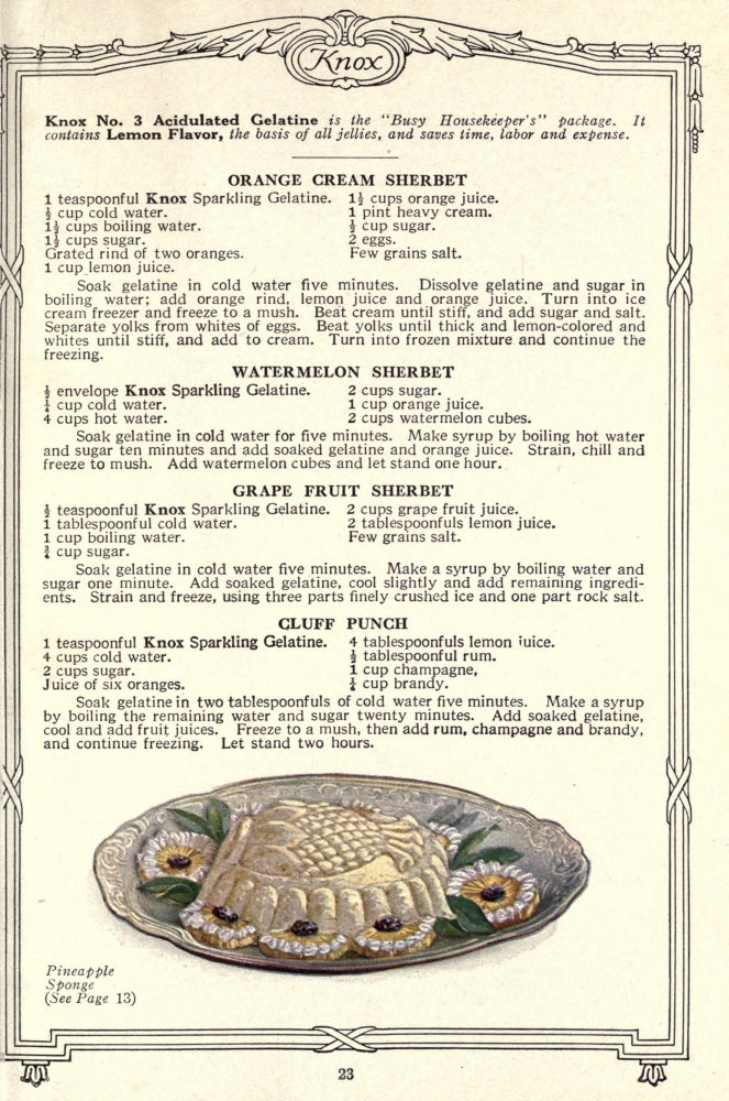 Dainty Deserts for Dainty People c.1915 Pineapple Sponge Poster Print