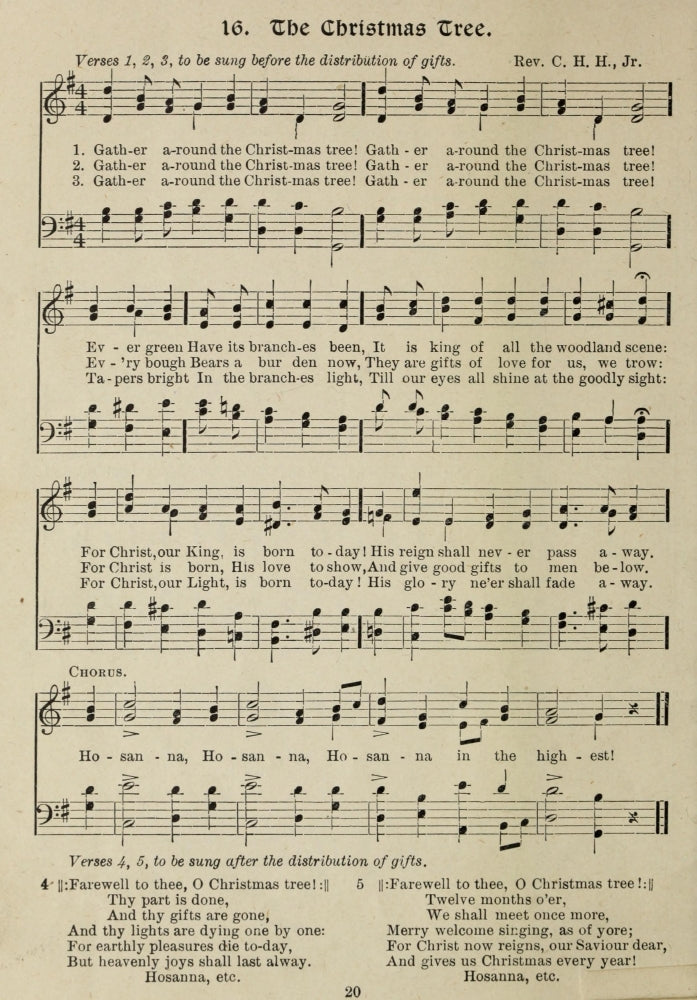 Christmas Tree Gems of Christmas Song 1910 Poster Print featuring festive decorations.