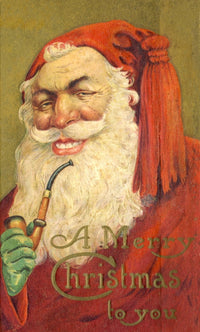 Christmas Card Santa with Pipe c.1913 Poster Print