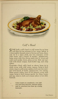 Unusual Meats 1919 Calf's Head Poster Print - Vintage Culinary Art