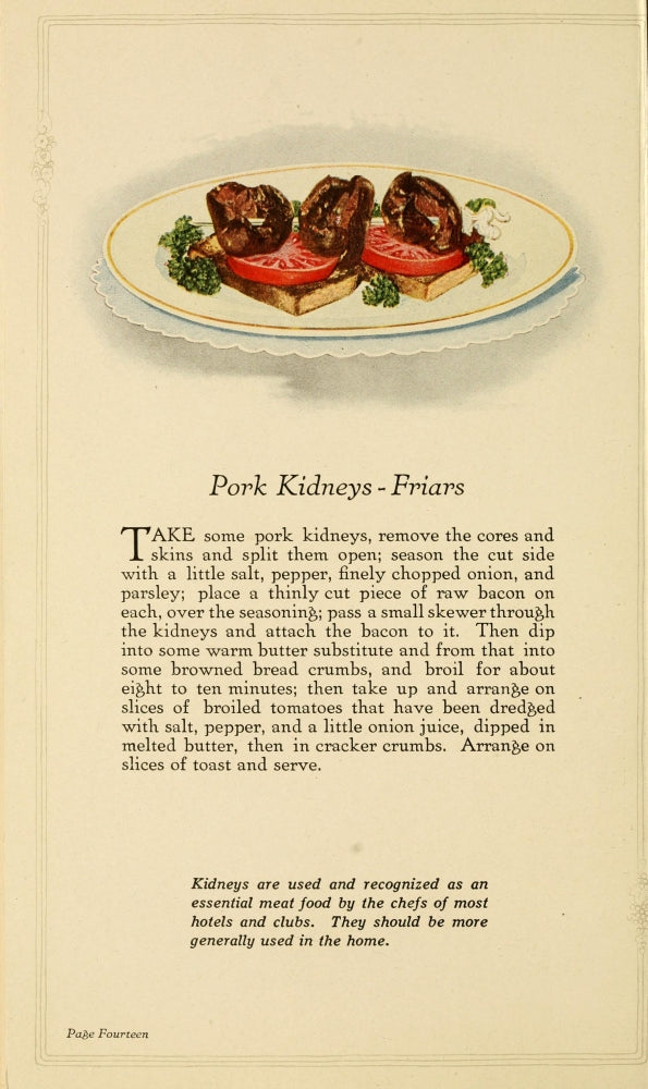 Unusual Meats 1919 Pork Kidneys Vintage Poster Print