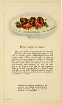 Unusual Meats 1919 Pork Kidneys Vintage Poster Print