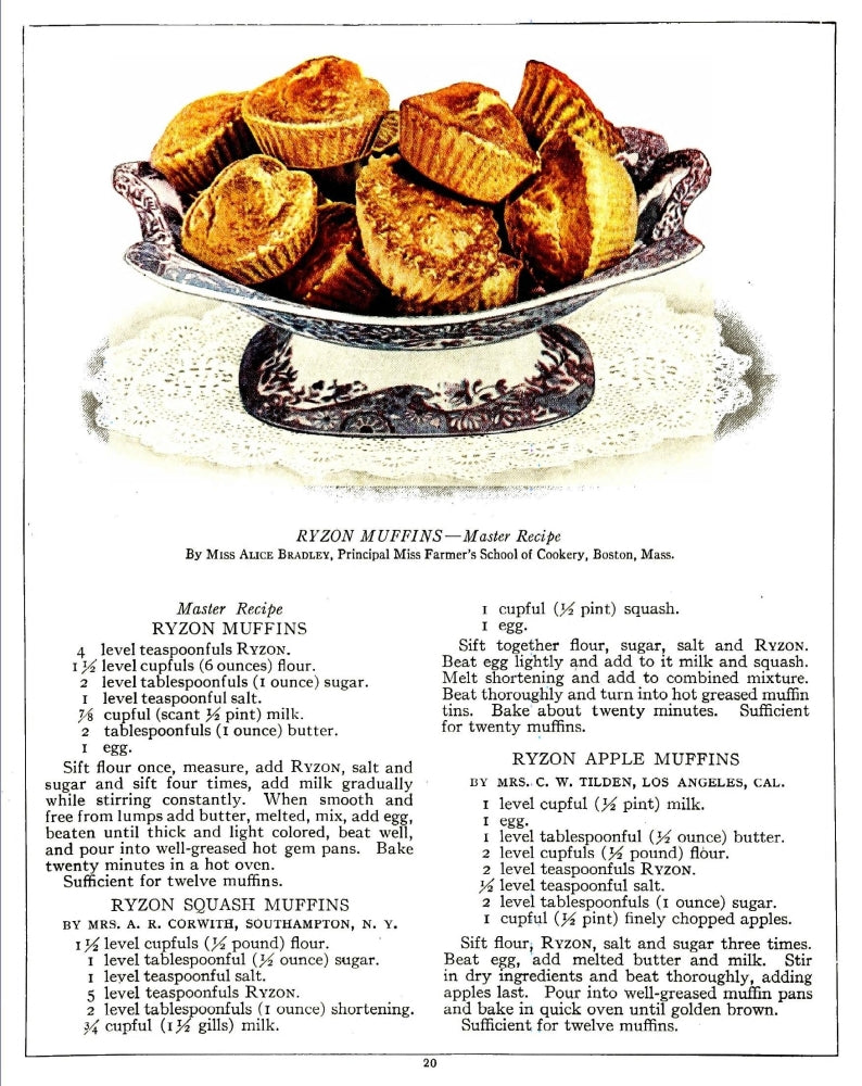 Ryzon Baking Book 1917 Muffins Poster Print - Vintage Culinary Art